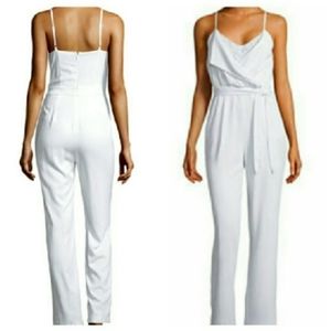 Nicole Miller white jumpsuit side pockets lace